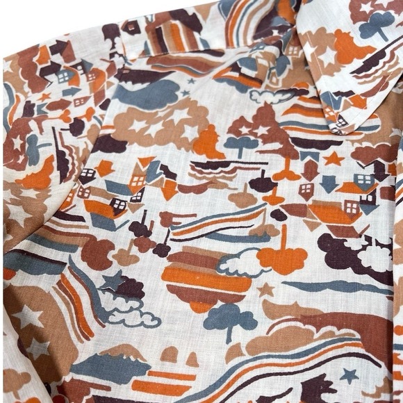 1970s RARE MOD Novelty Mac Shapely 15 1/2 Button Up Dress shirt Groovy Disco - Picture 10 of 11